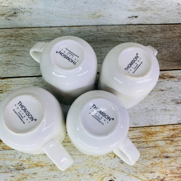 Thomson Pottery FRUIT GARDEN Embossed White Earthenware 12oz Cups Mugs Set of 4 - Picture 8 of 15